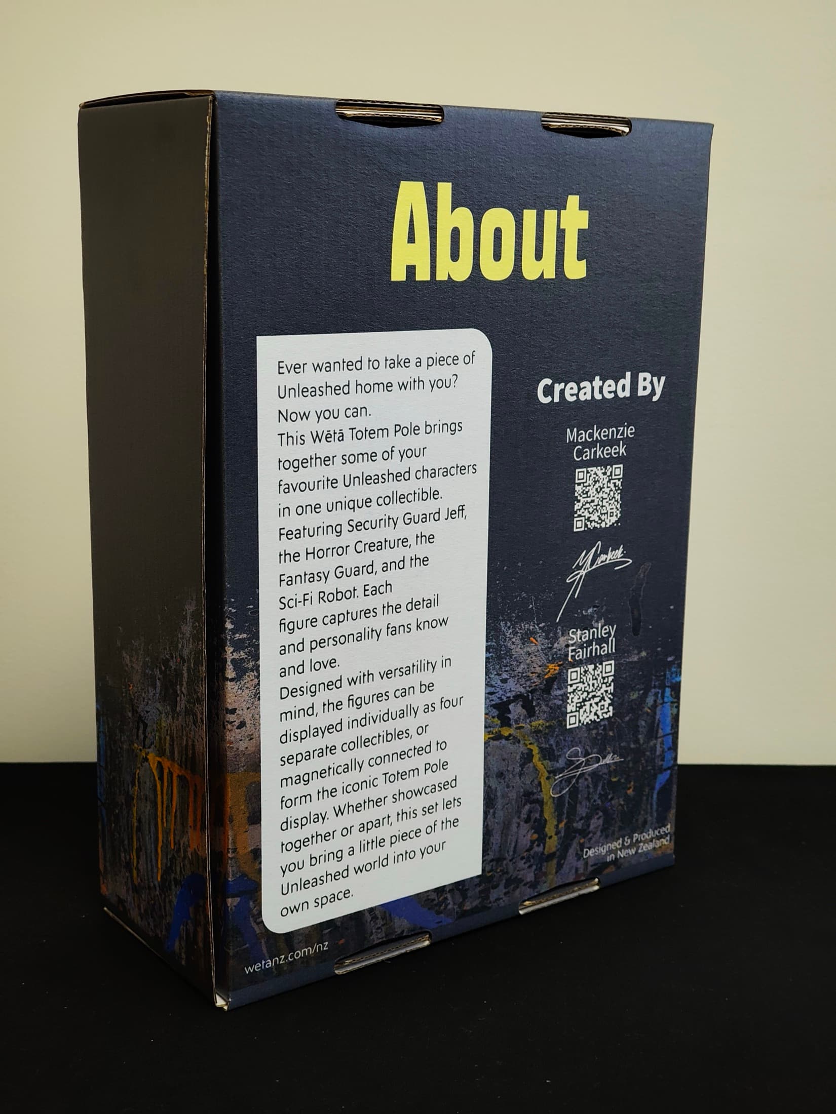 Back of the box with the About panel describing the Totem Pole set and its creators